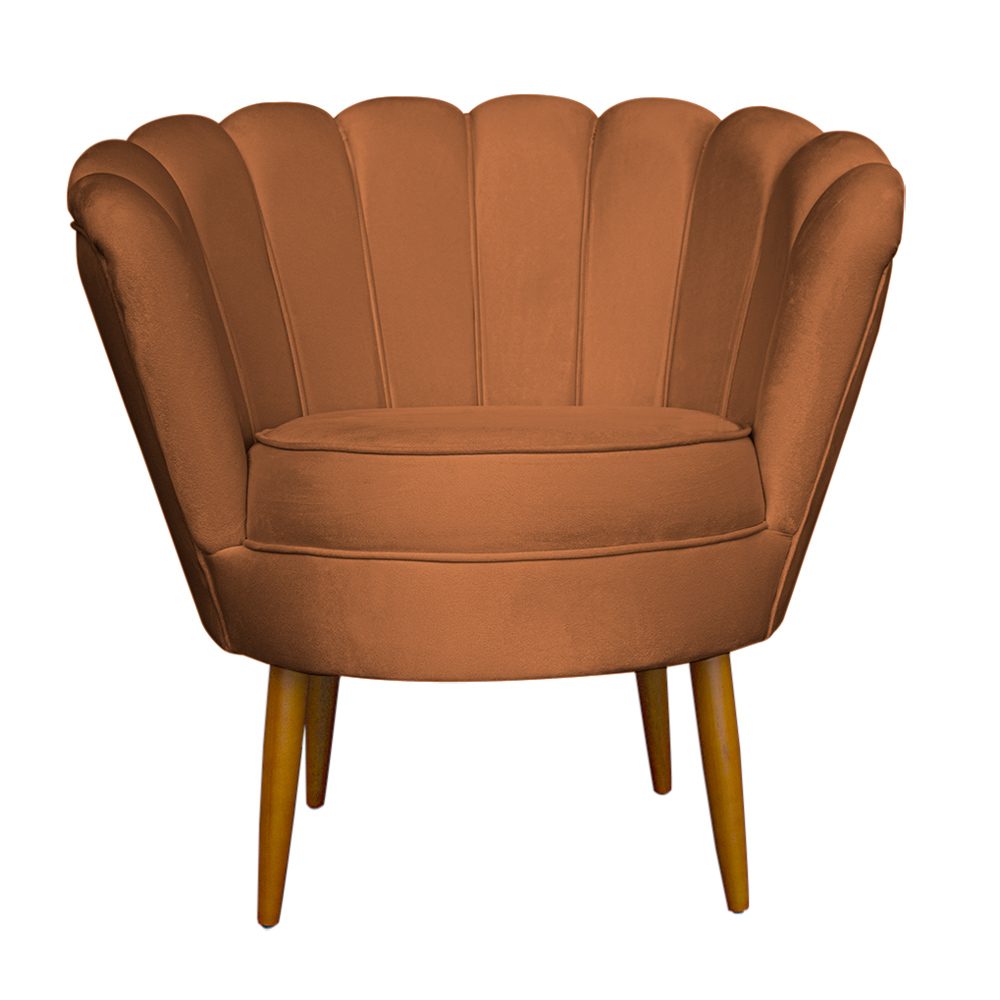 Kit 2 Poltronas Decorativa Sala de Estar Pétala Veludo Terracota - Montanaris Decor