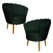 Kit 2 Poltronas Decorativa Sala de Estar Pétala Veludo Verde - Montanaris Decor