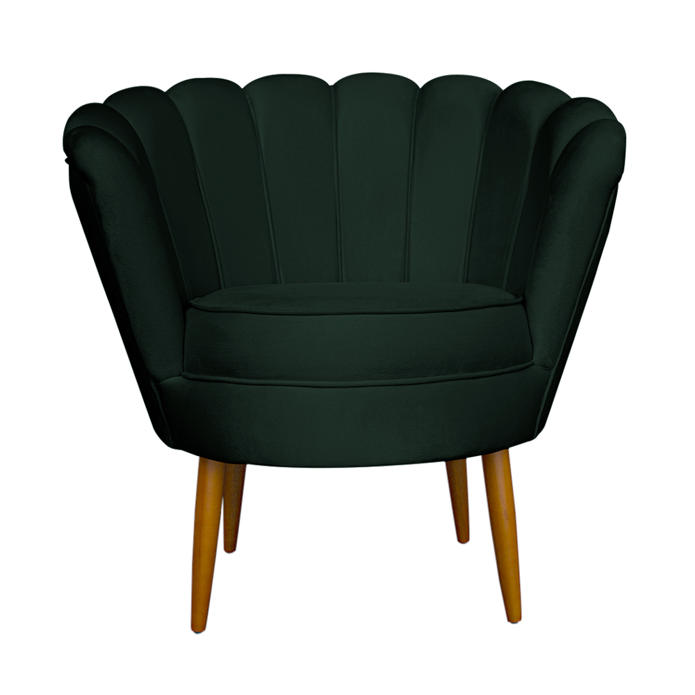 Kit 2 Poltronas Decorativa Sala de Estar Pétala Veludo Verde - Montanaris Decor