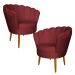 Kit 2 Poltronas Decorativa Sala de Estar Pétala Veludo Vermelho - Montanaris Decor