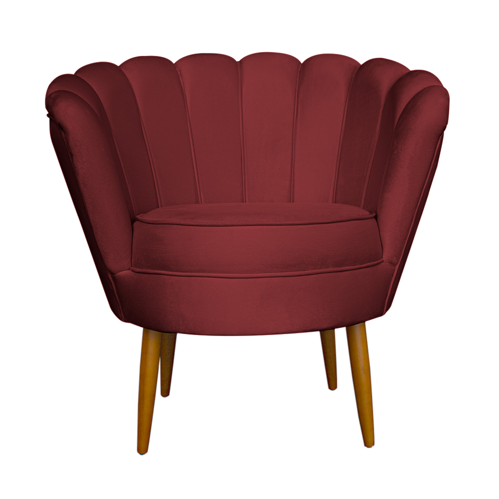 Kit 2 Poltronas Decorativa Sala de Estar Pétala Veludo Vermelho - Montanaris Decor