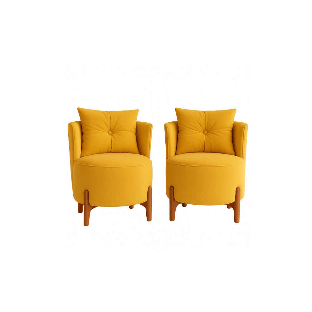 Kit 2 Poltronas Orgânica Curva Luna Veludo Amarelo - Montanaris Decor