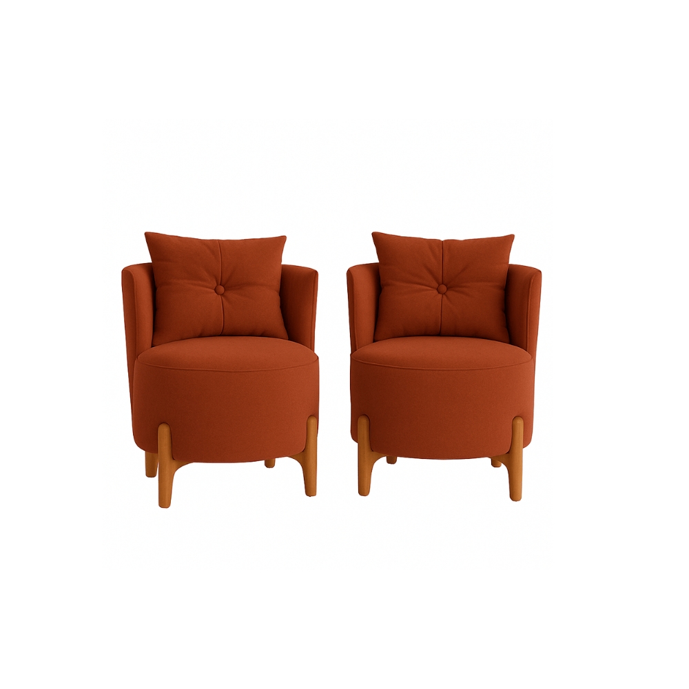 Kit 2 Poltronas Orgânica Curva Luna Veludo Terracota - Montanaris Decor