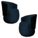 Kit 2 Poltronas Orgânica Decorativa Lara Veludo Azul Marinho/PU Preto - Montanaris Decor