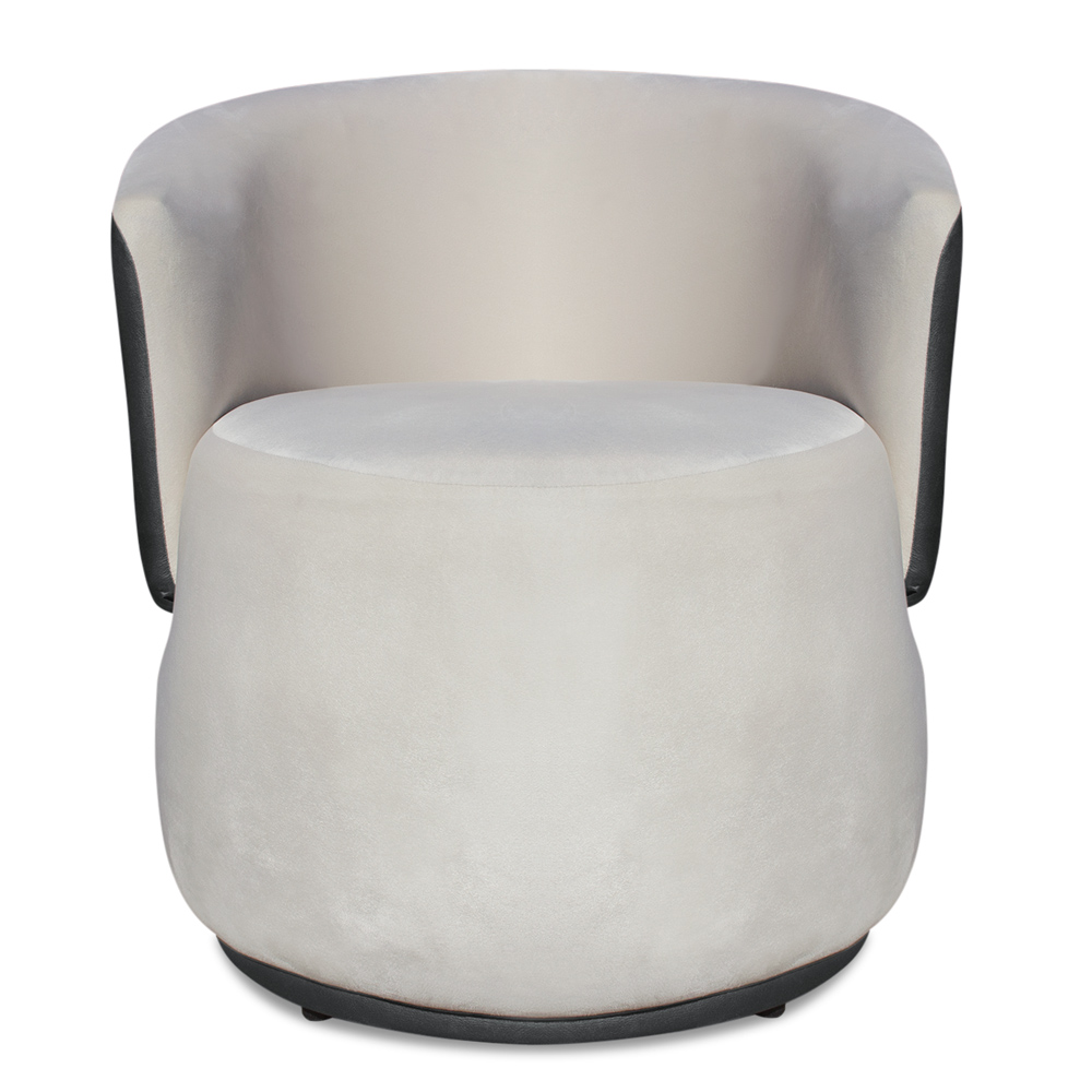 Kit 2 Poltronas Orgânica Decorativa Lara Veludo Bege/PU Cinza - Montanaris Decor