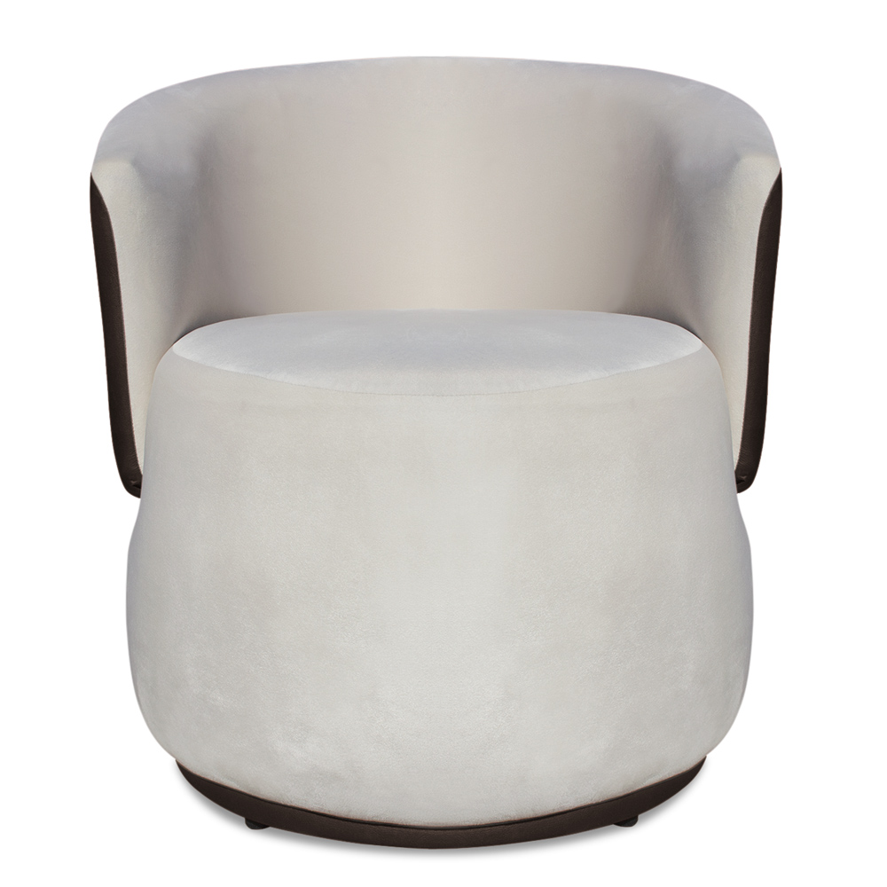 Kit 2 Poltronas Orgânica Decorativa Lara Veludo Bege/PU Marrom - Montanaris Decor