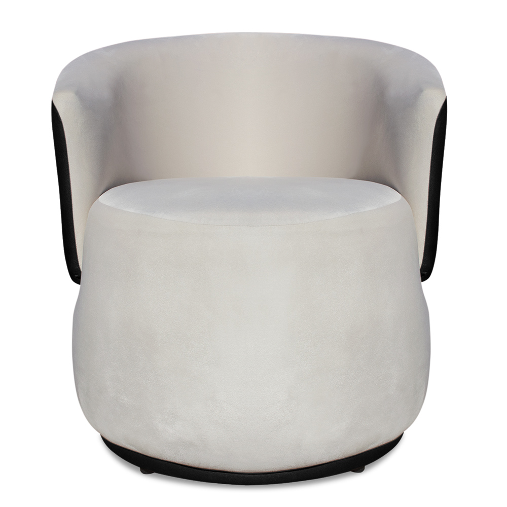 Kit 2 Poltronas Orgânica Decorativa Lara Veludo Bege/PU Preto - Montanaris Decor
