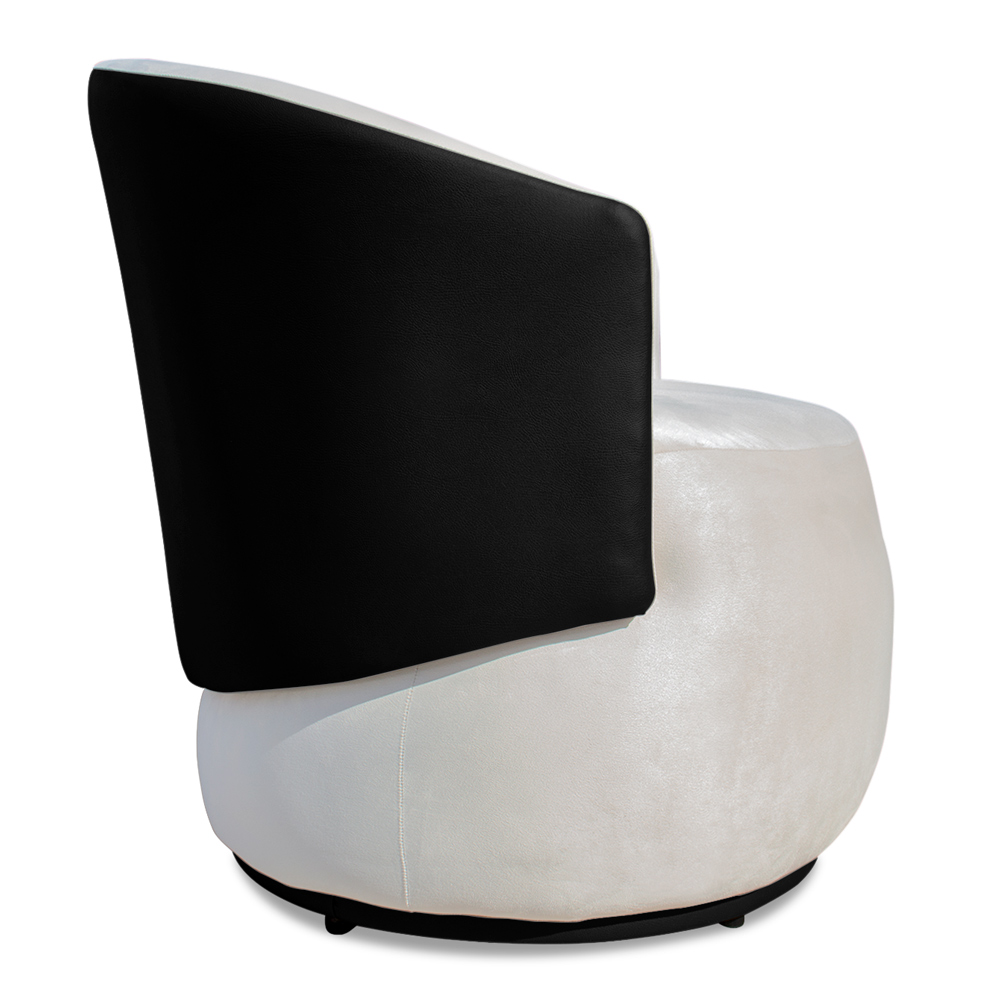 Kit 2 Poltronas Orgânica Decorativa Lara Veludo Bege/PU Preto - Montanaris Decor