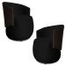 Kit 2 Poltronas Orgânica Decorativa Lara Veludo Preto/PU Marrom - Montanaris Decor