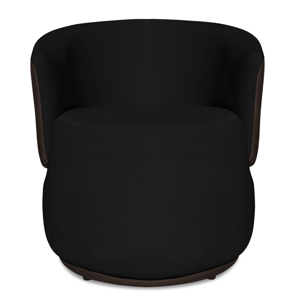 Kit 2 Poltronas Orgânica Decorativa Lara Veludo Preto/PU Marrom - Montanaris Decor