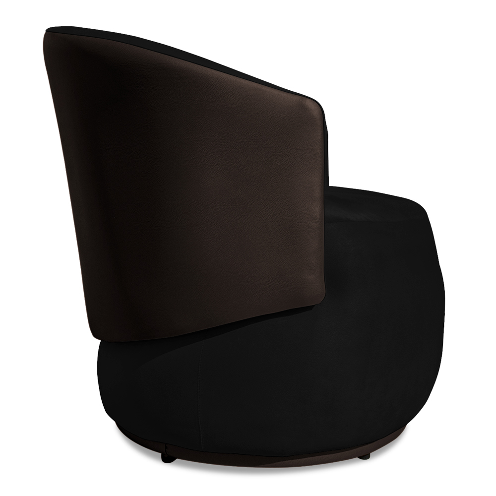 Kit 2 Poltronas Orgânica Decorativa Lara Veludo Preto/PU Marrom - Montanaris Decor