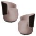 Kit 2 Poltronas Orgânica Decorativa Lara Veludo Rosê/PU Marrom - Montanaris Decor