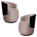 Kit 2 Poltronas Orgânica Decorativa Lara Veludo Rosê/PU Preto - Montanaris Decor