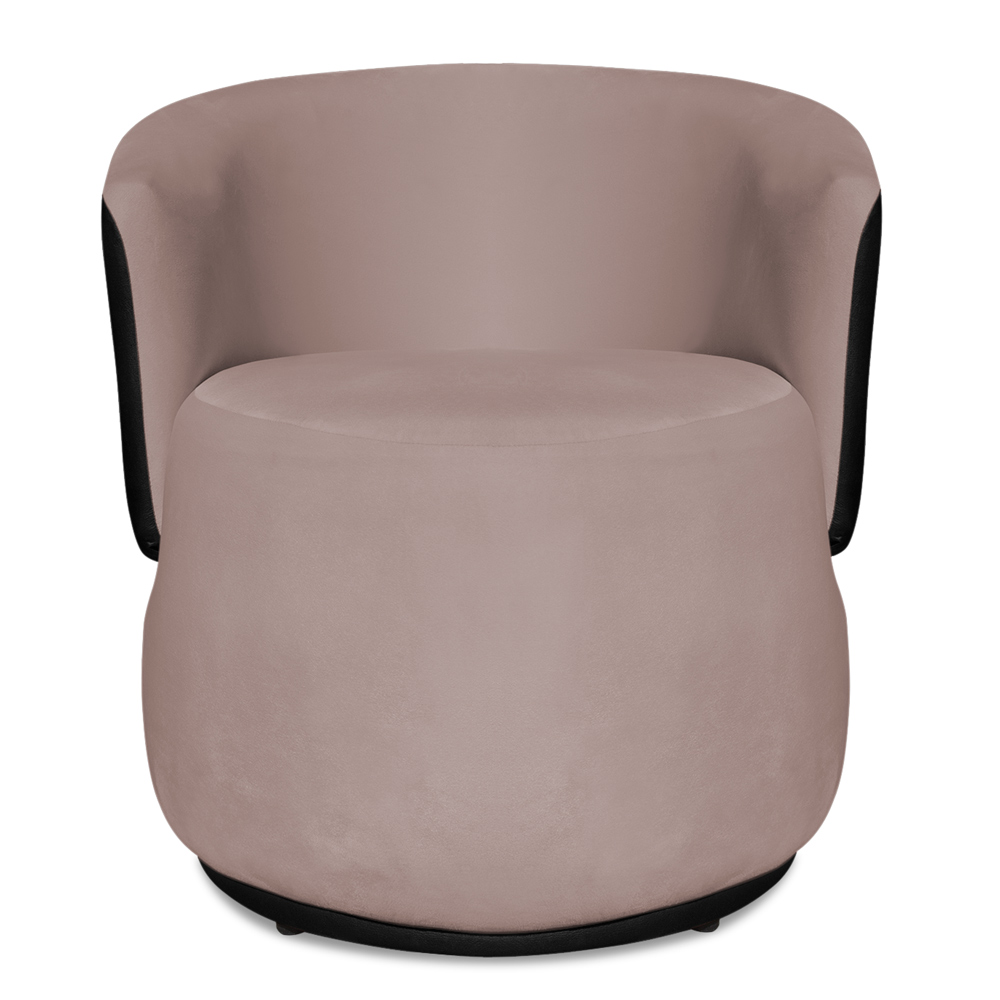 Kit 2 Poltronas Orgânica Decorativa Lara Veludo Rosê/PU Preto - Montanaris Decor