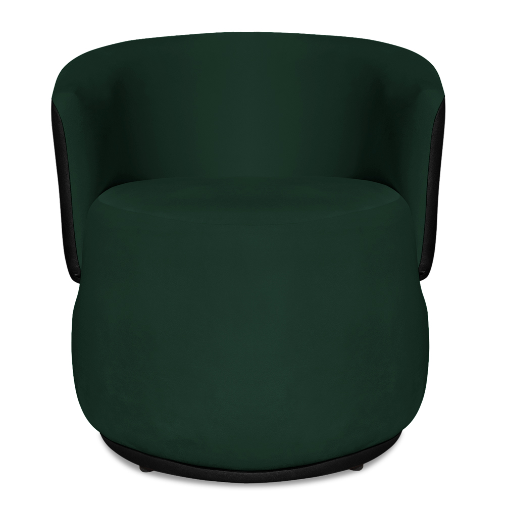 Kit 2 Poltronas Orgânica Decorativa Lara Veludo Verde/PU Preto - Montanaris Decor