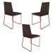 Kit 3 Cadeiras de Jantar Estofada Lille Base Bronze Veludo Marrom - Montanaris Decor