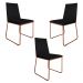 Kit 3 Cadeiras de Jantar Estofada Lille Base Bronze Veludo Preto - Montanaris Decor