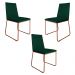 Kit 3 Cadeiras de Jantar Estofada Lille Base Bronze Veludo Verde - Montanaris Decor