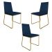 Kit 3 Cadeiras de Jantar Estofada Lille Base Gold Veludo Azul Marinho - Montanaris Decor