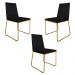Kit 3 Cadeiras de Jantar Estofada Lille Base Gold Veludo Preto - Montanaris Decor