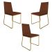 Kit 3 Cadeiras de Jantar Estofada Lille Base Gold Veludo Terracota - Montanaris Decor