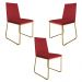 Kit 3 Cadeiras de Jantar Estofada Lille Base Gold Veludo Vermelho - Montanaris Decor
