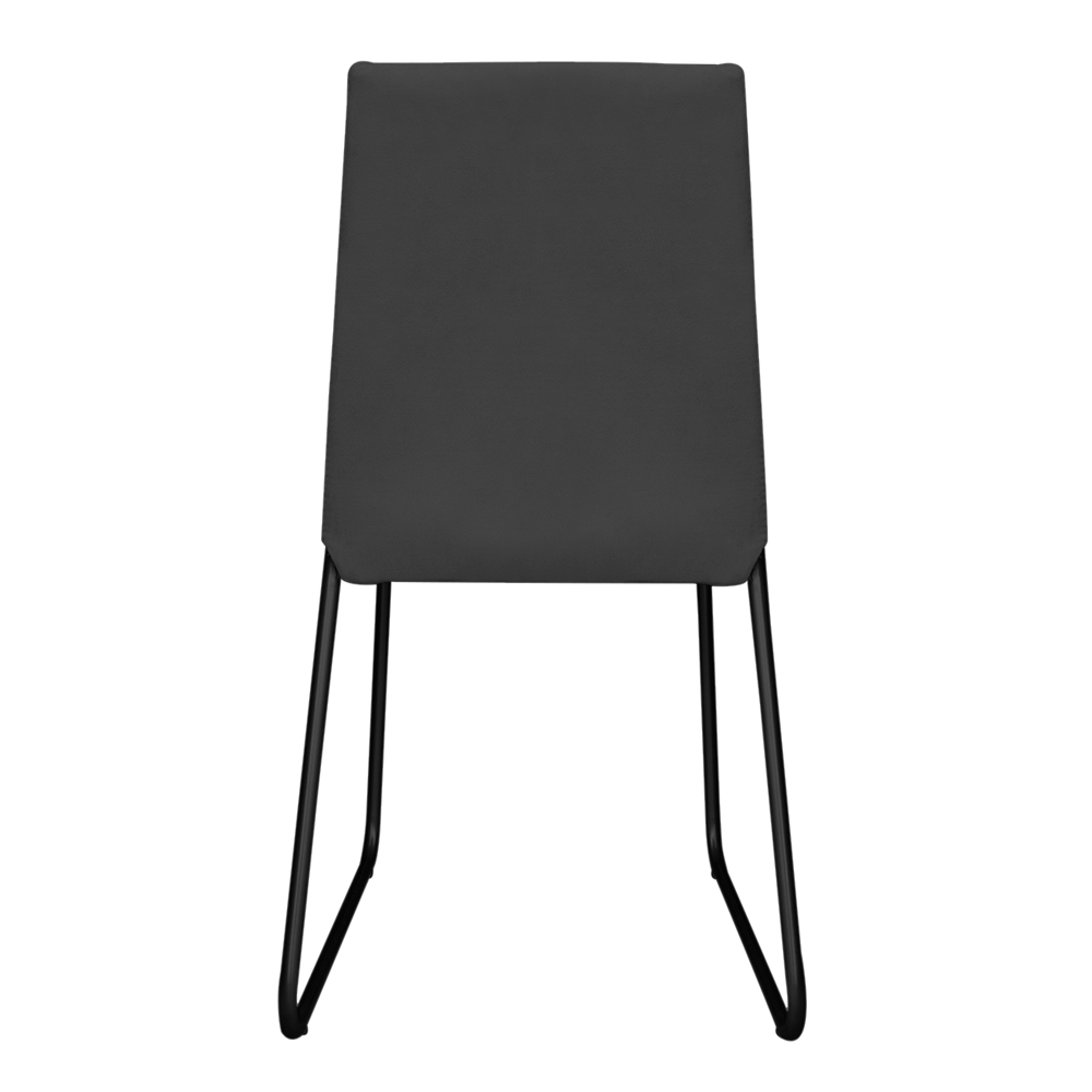 Kit 3 Cadeiras de Jantar Estofada Lille Base Preta Veludo Cinza - Montanaris Decor