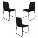 Kit 3 Cadeiras de Jantar Estofada Lille Base Preta Veludo Preto - Montanaris Decor