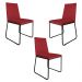 Kit 3 Cadeiras de Jantar Estofada Lille Base Preta Veludo Vermelho - Montanaris Decor
