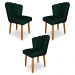 Kit 3 Cadeiras de Jantar Pétala Estofada Pés Palito Veludo Verde - Montanaris Decor