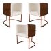 Kit 3 Poltronas Decorativa Cristal Base Bronze Veludo Bege/Pu Caramelo - Montanaris Decor