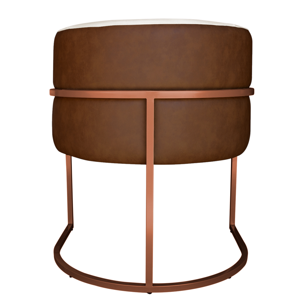 Kit 3 Poltronas Decorativa Cristal Base Bronze Veludo Bege/Pu Caramelo - Montanaris Decor
