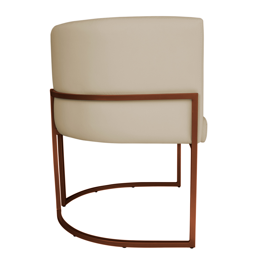 Kit 3 Poltronas Decorativa Luana Base Bronze PU Bege - Montanaris Decor