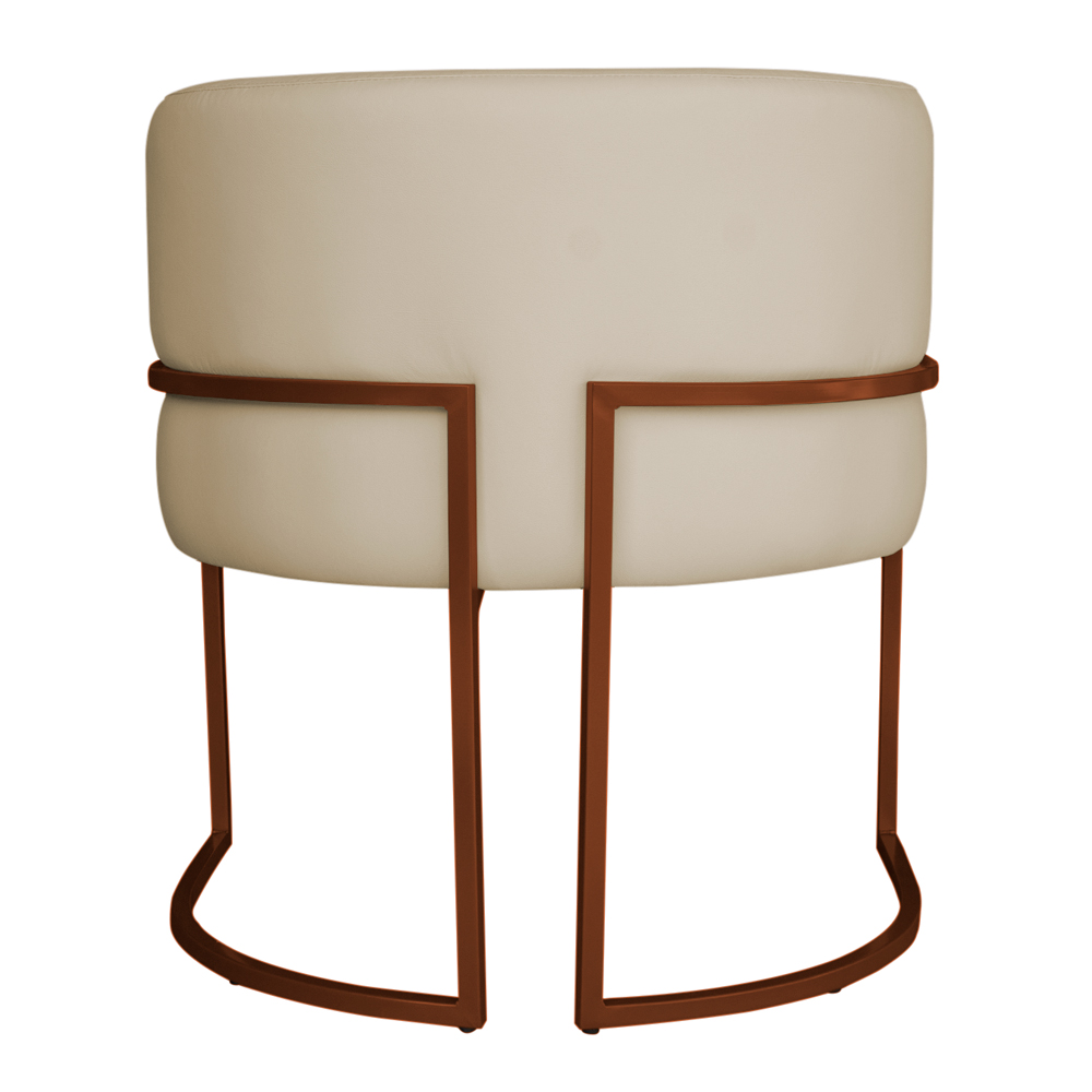 Kit 3 Poltronas Decorativa Luana Base Bronze PU Bege - Montanaris Decor