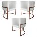 Kit 3 Poltronas Decorativa Luana Base Bronze PU Branco - Montanaris Decor