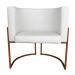Kit 3 Poltronas Decorativa Luana Base Bronze PU Branco - Montanaris Decor