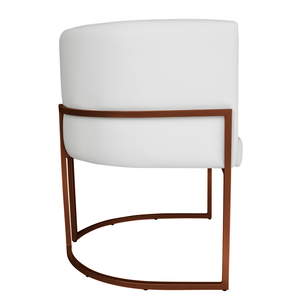 Kit 3 Poltronas Decorativa Luana Base Bronze PU Branco - Montanaris Decor