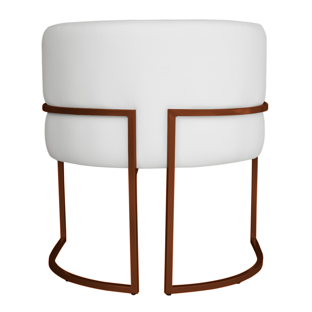 Kit 3 Poltronas Decorativa Luana Base Bronze PU Branco - Montanaris Decor