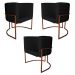 Kit 3 Poltronas Decorativa Luana Base Bronze PU Preto - Montanaris Decor