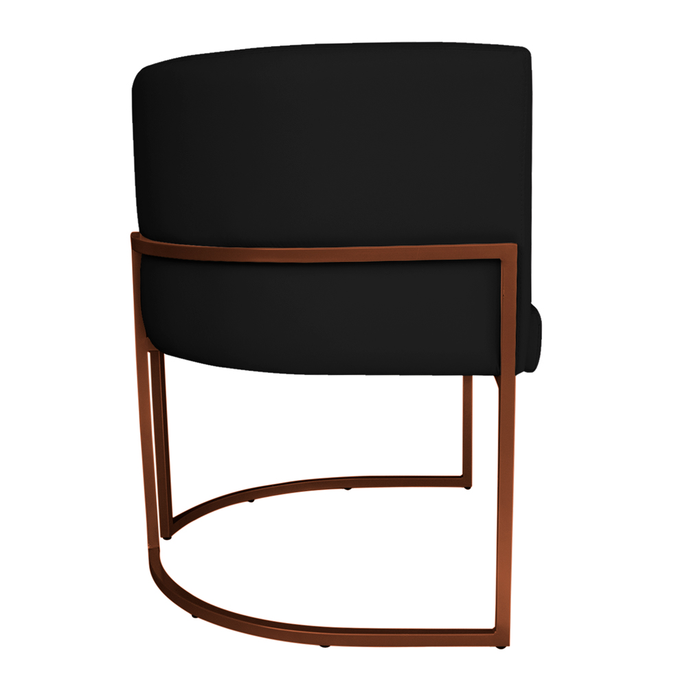 Kit 3 Poltronas Decorativa Luana Base Bronze PU Preto - Montanaris Decor