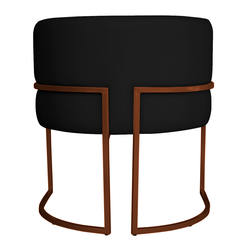 Kit 3 Poltronas Decorativa Luana Base Bronze PU Preto - Montanaris Decor