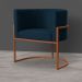 Kit 3 Poltronas Decorativa Luana Base Bronze Veludo Azul Marinho - Montanaris Decor