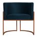 Kit 3 Poltronas Decorativa Luana Base Bronze Veludo Azul Marinho - Montanaris Decor