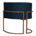 Kit 3 Poltronas Decorativa Luana Base Bronze Veludo Azul Marinho - Montanaris Decor