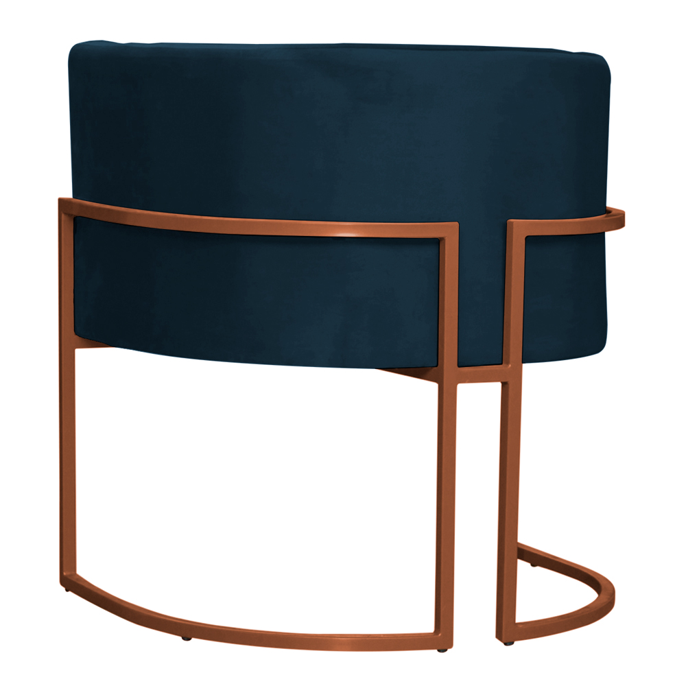 Kit 3 Poltronas Decorativa Luana Base Bronze Veludo Azul Marinho - Montanaris Decor