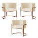Kit 3 Poltronas Decorativa Luana Base Bronze Veludo Bege - Montanaris Decor