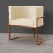 Kit 3 Poltronas Decorativa Luana Base Bronze Veludo Bege - Montanaris Decor
