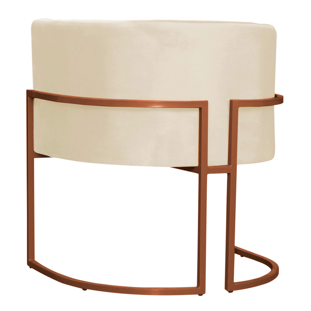 Kit 3 Poltronas Decorativa Luana Base Bronze Veludo Bege - Montanaris Decor