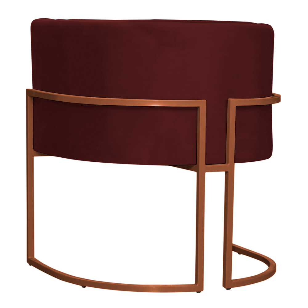 Kit 3 Poltronas Decorativa Luana Base Bronze Veludo Bordô - Montanaris Decor