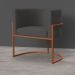 Kit 3 Poltronas Decorativa Luana Base Bronze Veludo Cinza - Montanaris Decor